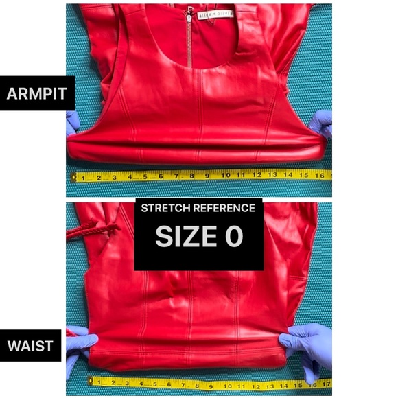 Alice + Olivia Leandra Red Vegan Leather Tie Waist Mini Dress - Picture 9 of 16